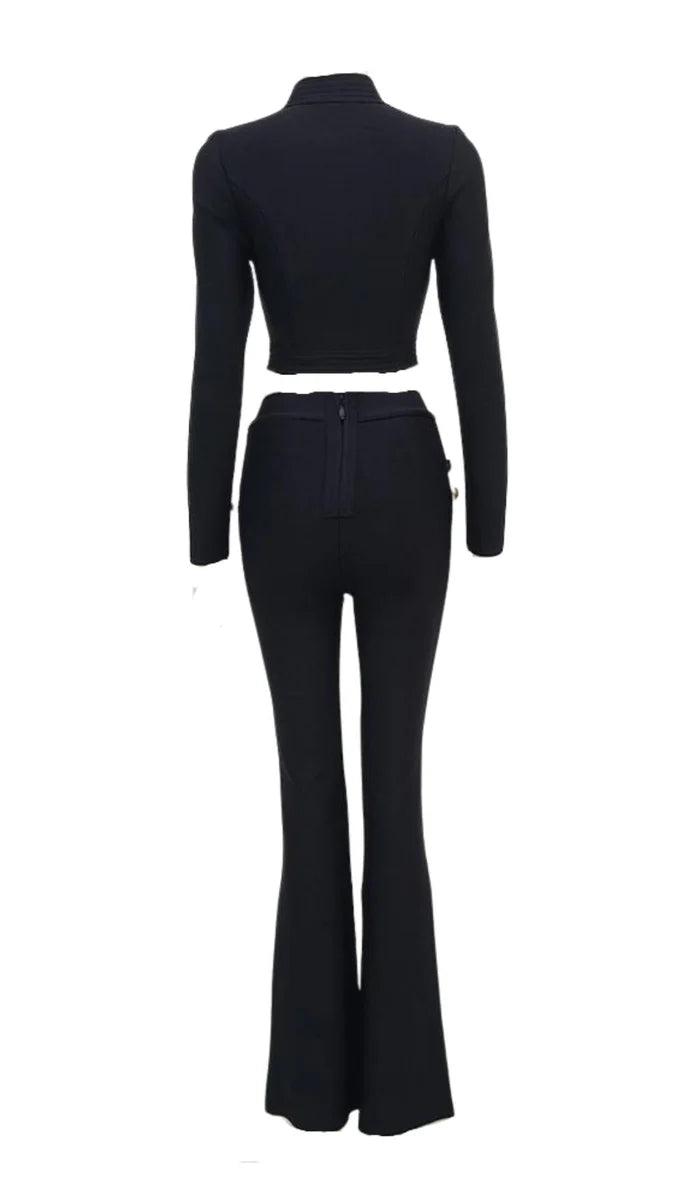 New Autumn Style Black Color Women Fashion Office Lady Slim Coat Pants