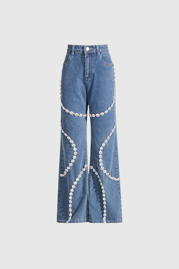 RHINESTONE JEANS IN BLUE