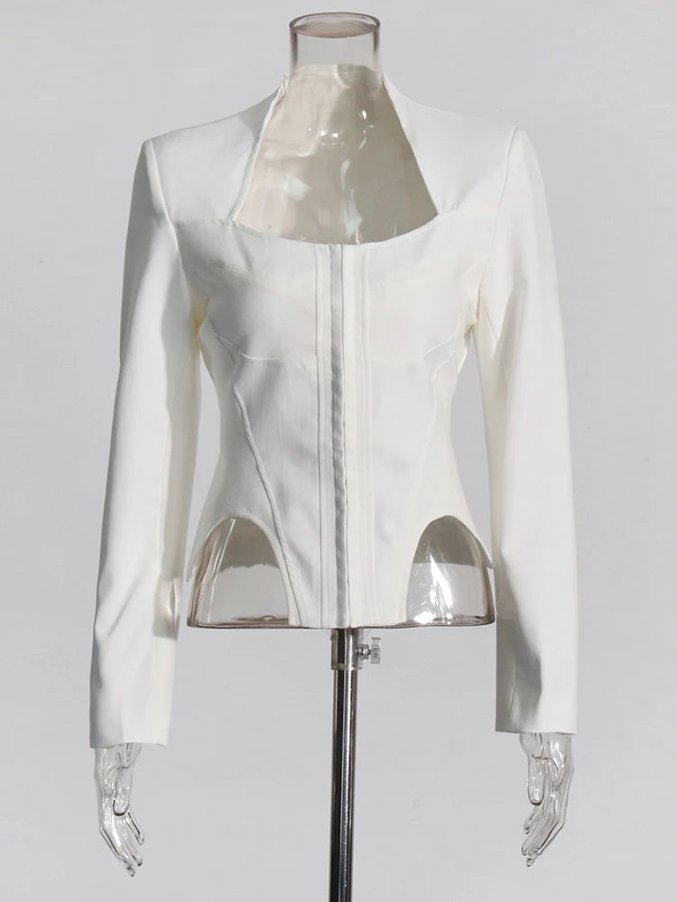 WHITE LONG-SLEEVED CORSET TOP